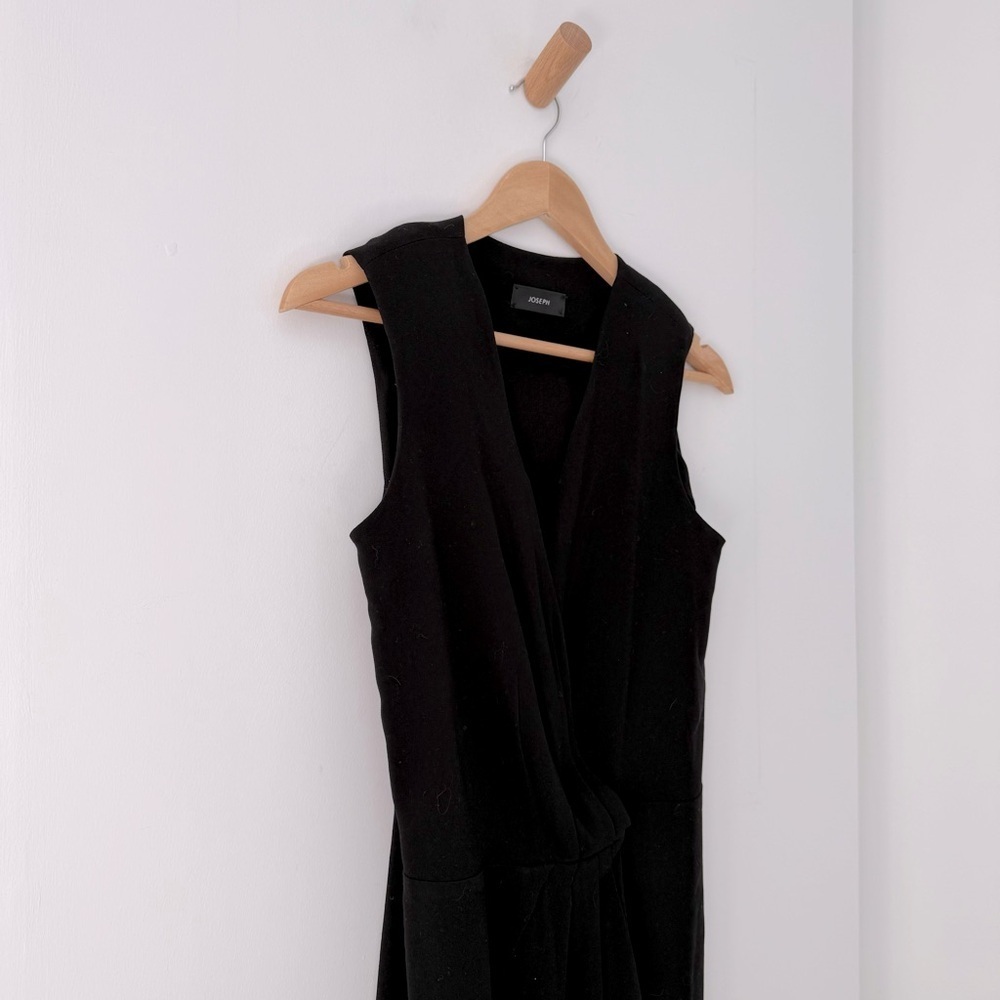 Joseph black crepe Stellina wrap front sleeveless dress - size 38 (US 6) - Picture 4 of 8